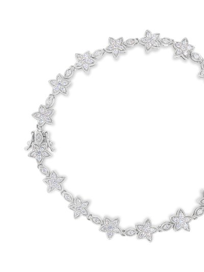 Haus of Brilliance 14K White Gold 1 1/5 Cttw Round Diamond Flower Blossom Link Bracelet - H-I Color, SI1-SI2 Clarity - Size 7" product