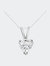 14K White Gold 1/2 Cttw 3-Prong Set Heart Shaped Solitaire Lab Grown Diamond 18" Pendant Necklace - White
