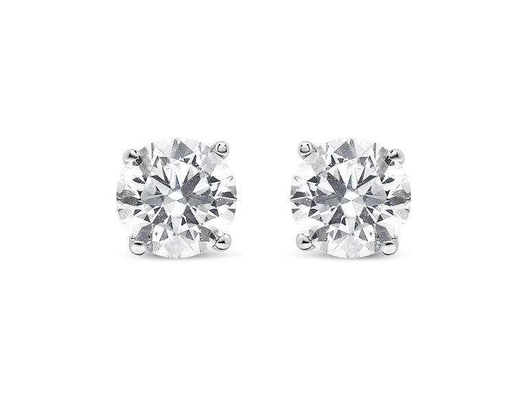 14K White Gold 1/2 Cttw 4-Prong Set Lab Grown Solitaire Diamond Push Back Stud Earrings