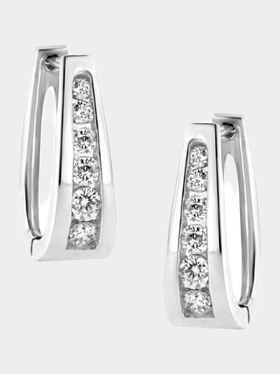 Haus of Brilliance 14k White Gold 1/2 Cttw Channel Set Round Brilliant Diamond Huggy Hoop Earrings product