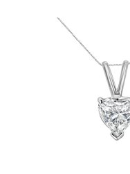 14K White Gold 1/2 Cttw Heart-Shaped Diamond Classic Solitaire 18" Pendant Necklace - White