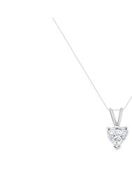 14K White Gold 1/2 Cttw Heart-Shaped Diamond Classic Solitaire 18" Pendant Necklace
