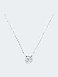 14K White Gold 1/2 Cttw Lab Grown Diamond Modern Bezel-Set Solitaire 16"-18" Pendant Necklace