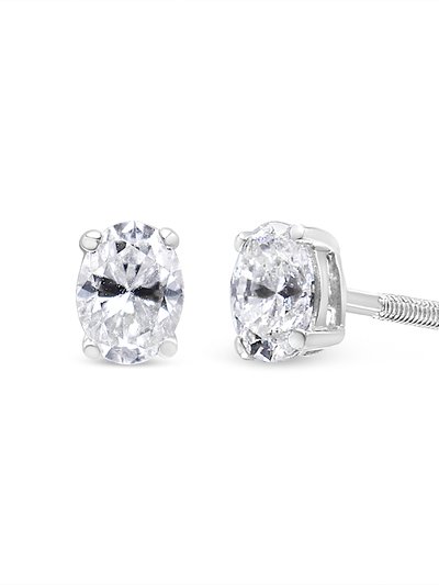 Haus of Brilliance 14K White Gold 1/2 Cttw Lab Grown Oval Solitaire Diamond Stud Earrings - F-G Color, VS2-SI1 Clarity product