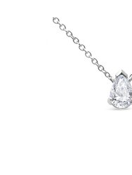 14K White Gold 1/2 Cttw Lab Grown Pear Shape Solitaire Diamond Pendent 18" Necklace - White