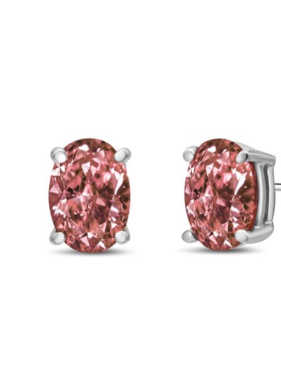 Haus of Brilliance 14K White Gold 1/2 Cttw Lab Grown Pink Oval 4 Prong Set Classic Diamond Solitaire Stud Earrings - Pink Color, VS2-SI1 Clarity product