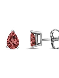 14K White Gold 1/2 Cttw Lab Grown Pink Pear Diamond 3 Prong Set Martini Solitaire Stud Earrings - Pink Color, VS2-SI1 Clarity