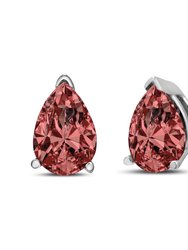 14K White Gold 1/2 Cttw Lab Grown Pink Pear Diamond 3 Prong Set Martini Solitaire Stud Earrings - Pink Color, VS2-SI1 Clarity - White Gold