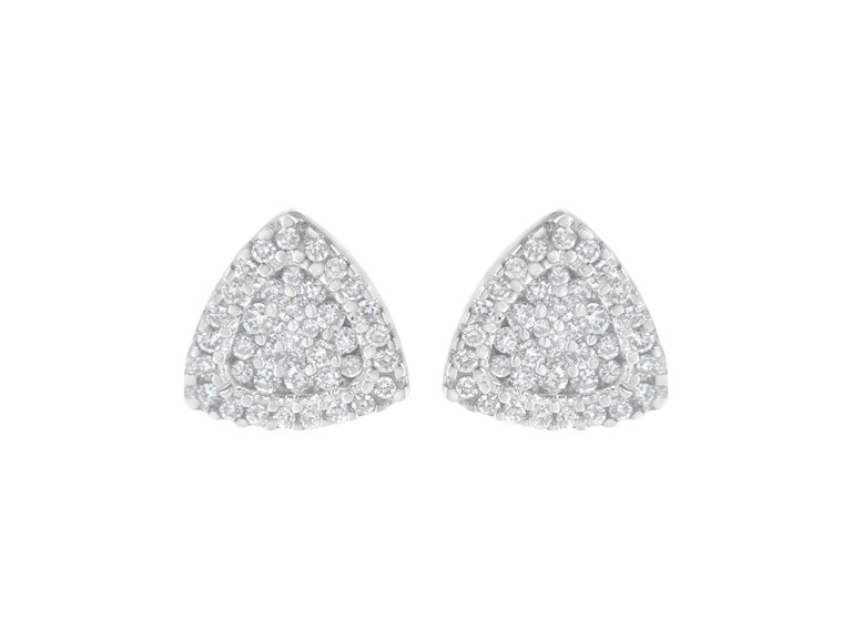 14K White Gold 1/2 Cttw Trillion Shaped Diamond Stud Earrings - White