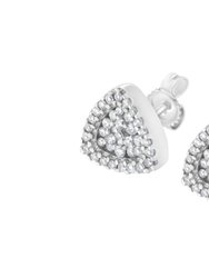 14K White Gold 1/2 Cttw Trillion Shaped Diamond Stud Earrings