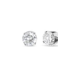 14K White Gold 1/3 Cttw Round Brilliant-Cut Near Colorless Diamond Classic 4-Prong Stud Earrings