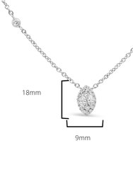 14K White Gold 1/3 Cttw Round Diamond Marquise Shaped Station Necklace - H-I Color, SI1-SI2 Clarity - 18"
