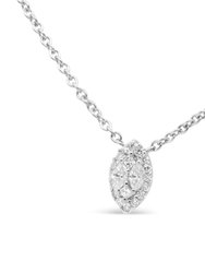 14K White Gold 1/3 Cttw Round Diamond Marquise Shaped Station Necklace - H-I Color, SI1-SI2 Clarity - 18"