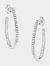14K White Gold 1/4 Cttw Channel-Set Brilliant Round Cut Diamond Hoop Earrings - White