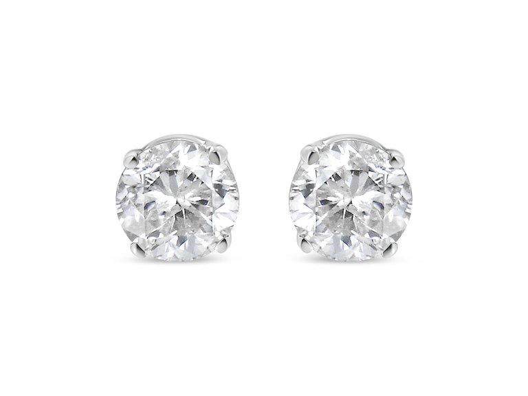 14K White Gold 1/4 Cttw Lab Grown Diamond 4-Prong Classic Solitaire Stud Earrings - G-H Color, VS2-SI1 Clarity - White Gold