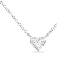 14k White Gold 1/4 Cttw Lab Grown Heart Shape Diamond Solitaire 18" Pendant Necklace - E-F Color, SI1-SI2 Clarity - Gold