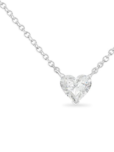 Haus of Brilliance 14k White Gold 1/4 Cttw Lab Grown Heart Shape Diamond Solitaire 18" Pendant Necklace - E-F Color, SI1-SI2 Clarity product