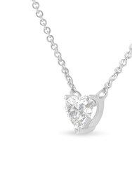 14k White Gold 1/4 Cttw Lab Grown Heart Shape Diamond Solitaire 18" Pendant Necklace - E-F Color, SI1-SI2 Clarity