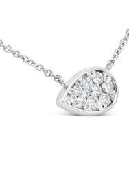 14K White Gold 1/4 Cttw Round Diamond Composite Teardrop Shape 18" Pendant Necklace - G-H Color, SI2-I1 Clarity