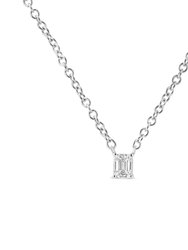 14K White Gold 1/5 Cttw Emerald Shape Solitaire Diamond 18" Pendant Necklace - G-H Color, VS2-SI1 Clarity - Gold