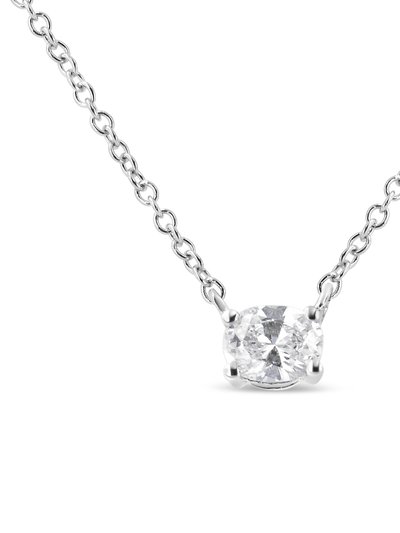 Haus of Brilliance 14K White Gold 1/5 Cttw Oval Shape Solitaire Diamond East West 18" Pendant Necklace - G-H Color, VS2-SI1Clarity product