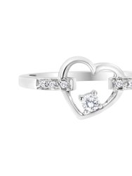 14K White Gold 1/8 Cttw Channel Set Round-Cut Diamond Heart Ring - H-I Color, SI2-I1 Clarity - White Gold