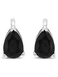 14K White Gold 1.0 Cttw Treated Black Pear Shaped Solitaire Diamond 3 Prong Stud Earrings - Black Color, VS2-SI1 Clarity - Gold