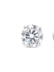 14K White Gold 1.00 Cttw Round Brilliant-Cut Diamond Classic 4-Prong Stud Earrings with Screw Backs - White