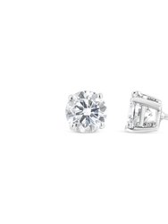 14K White Gold 1.00 Cttw Round Brilliant-Cut Diamond Classic 4-Prong Stud Earrings with Screw Backs