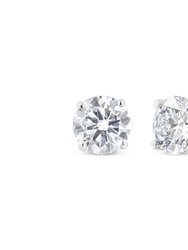 14K White Gold 1.00 Cttw Round Brilliant-Cut Diamond Classic 4-Prong Stud Earrings with Screw Backs