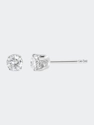 14K White Gold 1.00 Cttw Round Brilliant-Cut Near Colorless Diamond Classic 4-Prong Stud Earrings