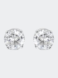 14K White Gold 1.00 Cttw Round Brilliant-Cut Near Colorless Diamond Classic 4-Prong Stud Earrings - White