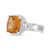 14K White Gold 12mm Cushion Cut Yellow Citrine Gemstone And 1/3 Cttw Round Pave-Set Diamond Ring - H-I Color, VS1-VS2 Clarity - Size 6.5