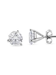 14K White Gold 2.0 Cttw 3-Prong Martini Set Brilliant Round-Cut Solitaire Lab Grown Diamond Screwback Stud Earrings - F-G Color, VS2-SI1 Clarity