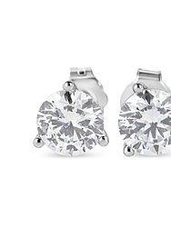 14K White Gold 2.0 Cttw 3-Prong Martini Set Brilliant Round-Cut Solitaire Lab Grown Diamond Screwback Stud Earrings - F-G Color, VS2-SI1 Clarity - White Gold