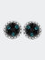 14K White Gold 3/4 Cttw 7 Stone Floral Cluster Round Brilliant Cut Diamond Stud Earrings with Screw Backs - Multi