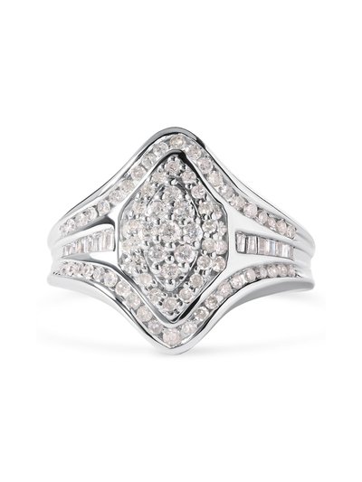 Haus of Brilliance 14K White Gold 3/4 Cttw Round And Baguette Cut Diamond Cluster Ring product