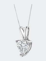 14K White Gold 3/8 Cttw Heart-Shaped Diamond Classic Solitaire 18" Pendant Necklace