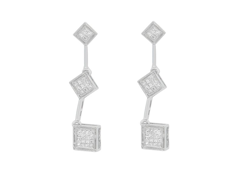 14K White Gold 5/8 Cttw Princess Cut Diamond Earrings - White Gold