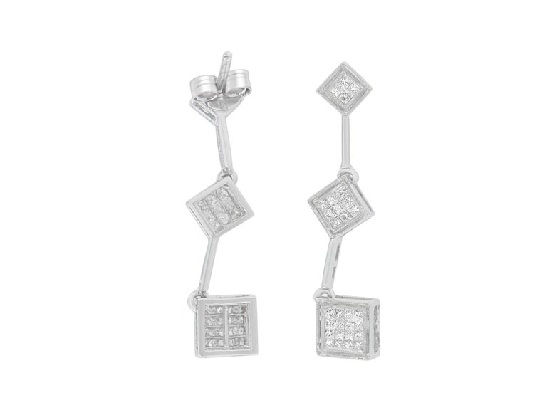 14K White Gold 5/8 Cttw Princess Cut Diamond Earrings