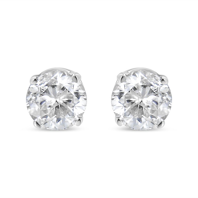 14K White Gold 5/8 Cttw Round Brilliant-Cut Lab Grown Diamond Classic 4-Prong Push back Stud Earrings - F-G Color, VS1-VS2 Clarity - Gold