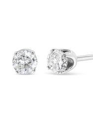 14K White Gold 5/8 Cttw Round Brilliant-Cut Lab Grown Diamond Classic 4-Prong Push back Stud Earrings - F-G Color, VS1-VS2 Clarity