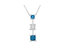 14K White Gold 7/8 cttw Treated Blue and White Princess Cut Diamond Pendant Necklace - White