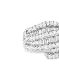 14K White Gold Diamond Cocktail Ring Band - 14K White Gold