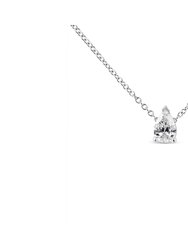 14K White Gold Pear Shape Lab Grown Diamond Solitaire Pendant Necklace - White