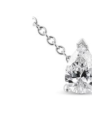 14K White Gold Pear Shape Lab Grown Diamond Solitaire Pendant Necklace