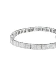 14K White Gold Princess Cut Diamond Cube Bracelet