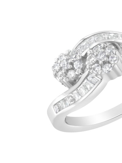 Haus of Brilliance 14K White Gold Round and Baguette Diamond Bypass Ring product