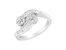 14K White Gold Round and Baguette Diamond Bypass Ring - 14K White Gold