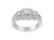 14K White Gold Round and Princess-Cut Diamond Three Stone Ring - White